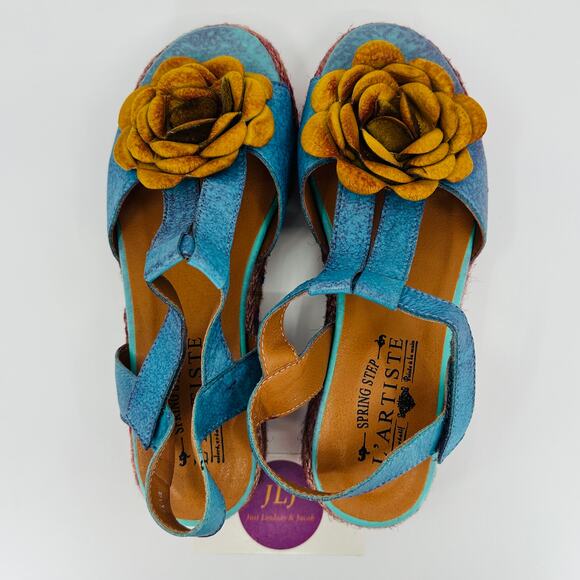 L'Artiste by Spring Step Women's Tempest Sandals Blue Multi Size 38 EU/ 7.5-8 US - Picture 9 of 12